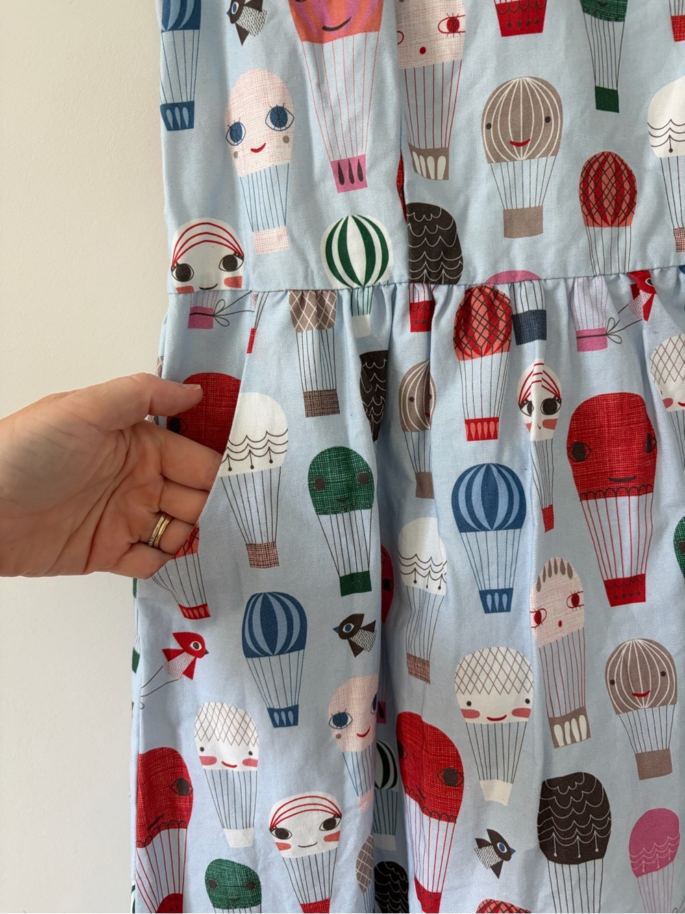 ModCloth x Fevour Handle with Care Light Blue Hot Air Balloon Whimsical Dress L - Picture 2 of 10